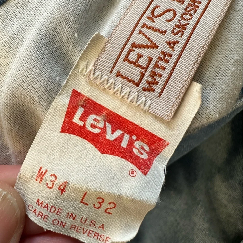 Vintage 1970 Levis 530 Orange Tab Straight Leg Denim Jeans 80s Men's Sz 34 / 32